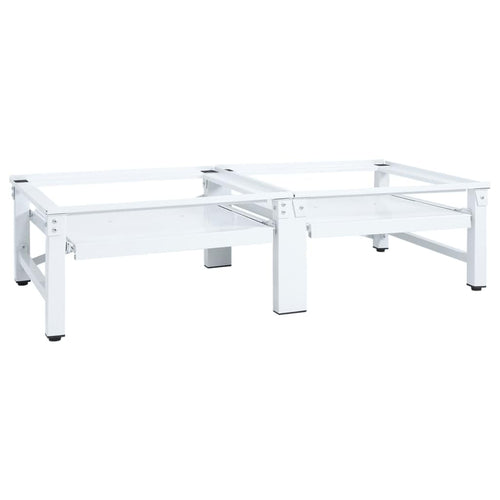 vidaXL Doppel Untergestell Waschmaschine Trockner – Auszug, Weiss. Weißes Doppel-Untergestell mit Auszug, erhöht W/T.