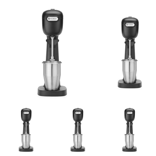HENDI Milchshake Maker Profi Getränkemixer 400W - Schwarz, schwarzer Standmixer mit Rührarm, mixt professionell Milchshakes und Cocktails.