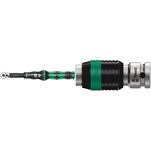 Wera Click-Torque A 5 Drehmomentschlüssel 1/4" 2.5-25 Nm mit grün-schwarzem Griff. Für kontrolliertes Anziehen von Schrauben.