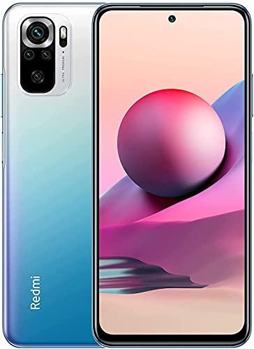 Xiaomi Redmi Note 10S Smartphone - Blau. Blaues, rechteckiges Smartphone mit Display. Ermöglicht mobile Kommunikation und App-Nutzung.