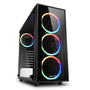 Sharkoon TG6 RGB PC-Gehäuse - ATX Tower. Schwarzer Tower in ATX-Form mit RGB-Beleuchtung. Ermöglicht den Aufbau eines Desktop-Computers durch Gehäuse für Mainboard und Komponenten.