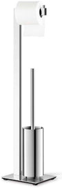 ZACK LINEA 40027 Toilettenbutler - Edelstahl hochglänzend. Ein schlankes Standgestell, das Toilettenbürste und WC-Papierrolle kompakt bereitstellt.