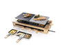 Bestron Raclette Grill XL - Party Grill mit Steinplatte: Schwarzer, rechteckiger Raclette-Grill mit Natursteinplatte. Ermöglicht das gleichzeitige Grillen und Überbacken von Speisen für gesellige Runden.