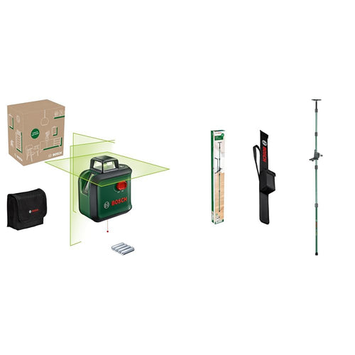 AdvancedLevel 360 Nivellierlaser – E-Commerce Set mit TP 320. Kompaktes Gerät mit grünem 360-Grad-Laser und Stativ zum exakten Ausrichten von Wänden und Decken.