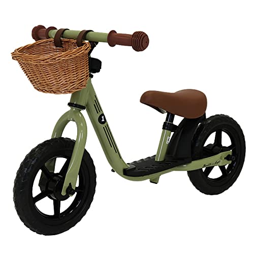 Bandits & Angels Laufrad Metall mit Weidenkorb - Vintage grün