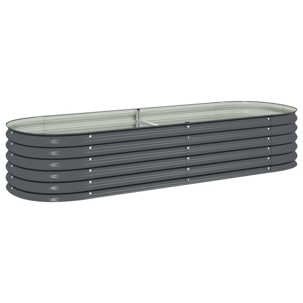 vidaXL Hochbeet Stahl Grau für Garten 240x80x44 cm. Graues, rechteckiges Stahlhochbeet zum Anbau von Pflanzen im Garten.