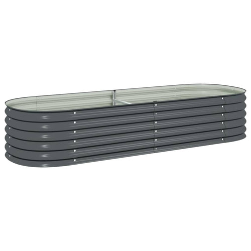vidaXL Hochbeet Stahl Grau für Garten 240x80x44 cm. Graues, rechteckiges Stahlhochbeet zum Anbau von Pflanzen im Garten.