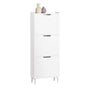 SoBuy FSR151-H-W Schuhschrank – Weiss, schmal, mit 3 Klappen zur platzsparenden Aufbewahrung von Schuhen.