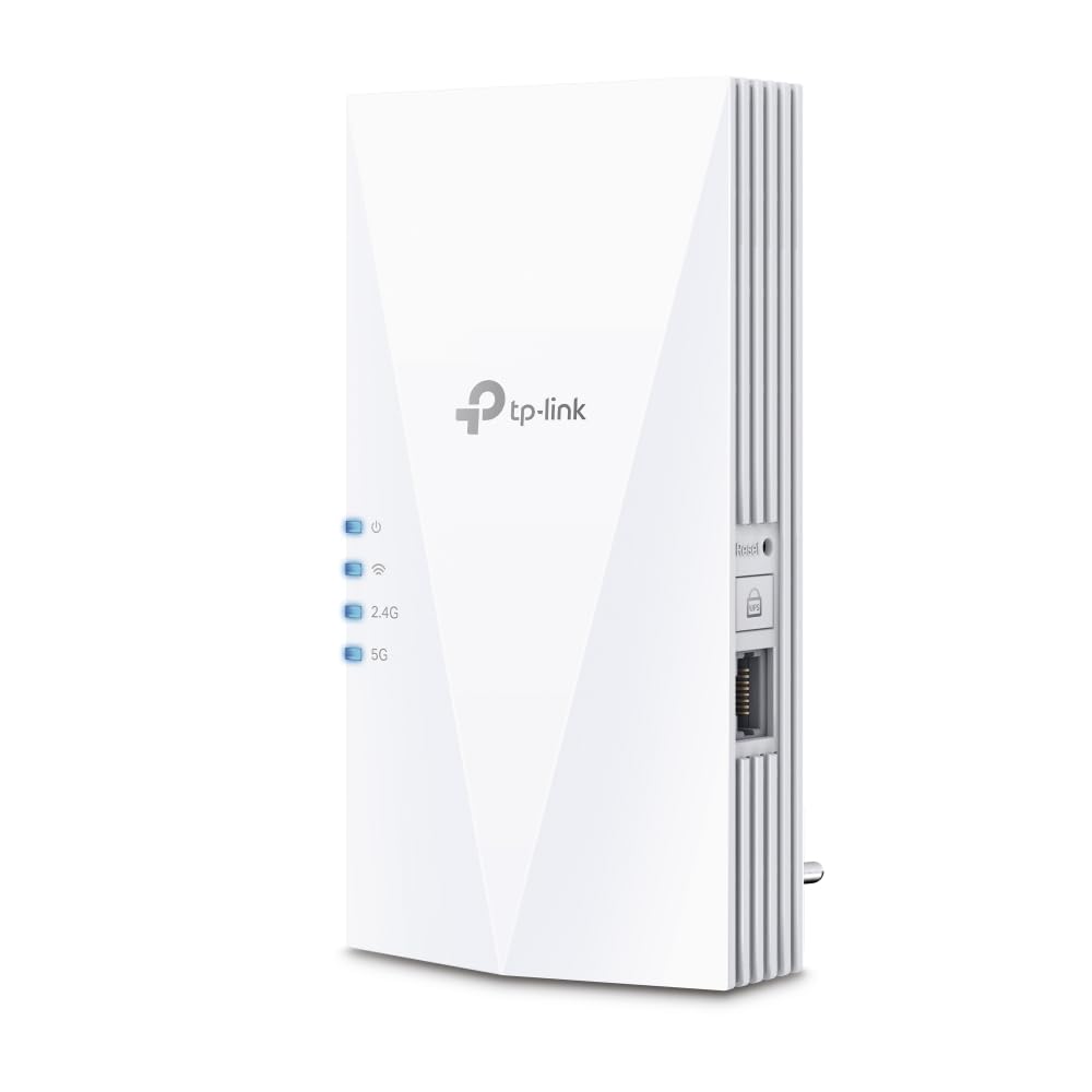 TP-Link RE780X WiFi 6 WLAN Verstärker Repeater - AX3000, weißer, rechteckiger Steckdosenrepeater zur Reichweitenerweiterung.