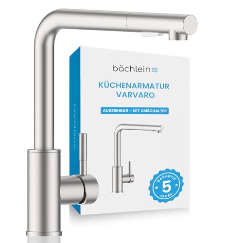 Bächlein Varvaro Küchenarmatur gebürsteter Edelstahl, ausziehbar