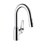 hansgrohe Küchenarmatur mit Ausziehbrause 360° schwenkbar Chrom. Zum Spülen und Befüllen in der Küche.