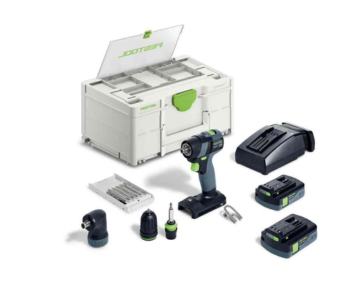 Festool TXS 18 C 3,0-Set Kompakt Akku-Bohrschrauber, kompakt und grün-schwarz, zum präzisen Bohren und effizienten Schrauben.