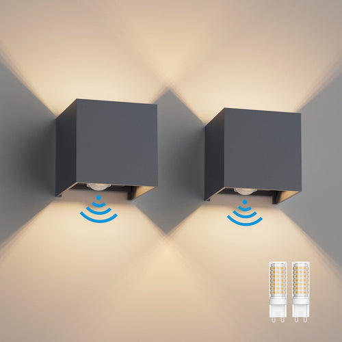 Klighten LED Wandleuchte Bewegungsmelder Innen Aussen Anthrazit 2er Set
