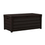 Keter Brightwood Garten Kissenbox – Braun 455L Wetterfest. Braune Box zur wetterfesten Lagerung von Gartenkissen im Freien.