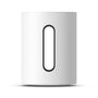 Sonos Sub Mini WLAN Subwoofer für tiefen Bass - Weiss. Weißer, kompakter, runder Subwoofer. Ergänzt drahtlos Audiosysteme für Tiefbass.