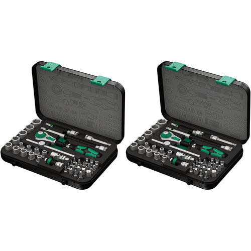 Wera 8100 SA 2 Zyklop Speed-Knarrensatz 1/4" metrisch 42-tlg. Doppelpack: Zwei schwarze Sets für schnelles metrisches Verschrauben.