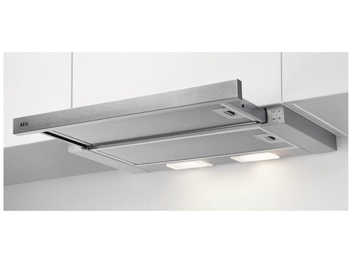 AEG DPB3622S Einbau-Flachschirmhaube - 60 cm Grau zur effektiven Dunstabzug über dem Kochfeld beim Kochen.