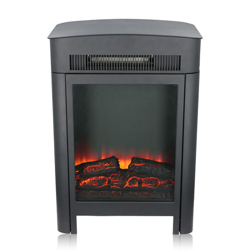 Classic Fire Elektrokamin Modena – Schwarz mit Heizfunktion. Schwarzer Elektrokamin mit simuliertem Flammeneffekt zum Beheizen von Räumen.