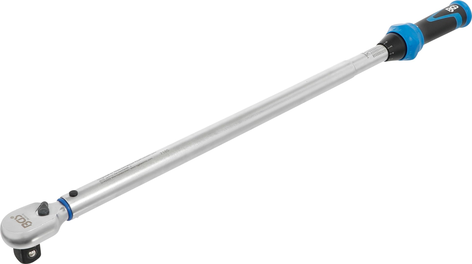BGS 7185 Drehmomentschlüssel - 3/4 Zoll 100-500 Nm. Langer, metallischer Schlüssel zum präzisen Anzug von Verbindungselementen.