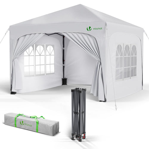 VOUNOT® Pavillon 3x3m Faltpavillon, 4 Seitenteile, Weiss