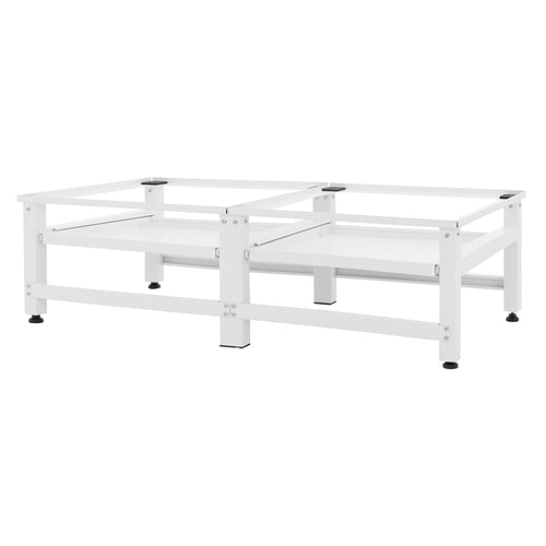 ML-Design Doppel Waschmaschinen-Untergestell – Weiss, 2 Ablagen. Hebt zwei Waschmaschinen; bietet 2 Ablagen für Stauraum.