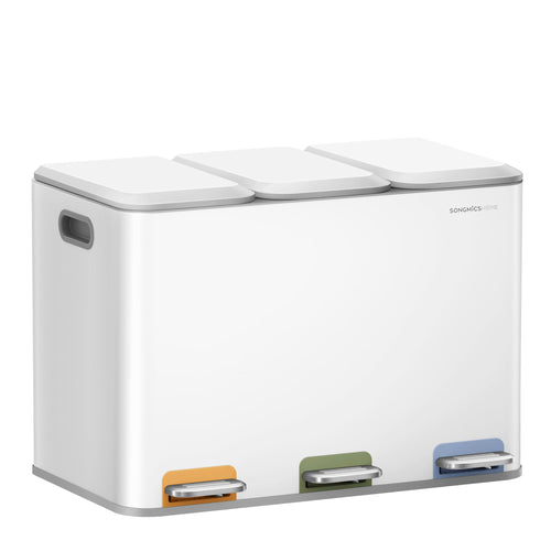 SONGMICS HOME Mülleimer Mülltrennsystem 3x15L LTB740W02V1 Wolkenweiss