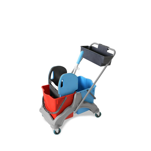 Hypafol Reinigungswagen - 2x25l Eimer mit Presse Extra Korb