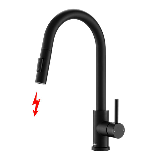 Tohlar Niederdruck Küchenarmatur – Ausziehbrause, Schwarz