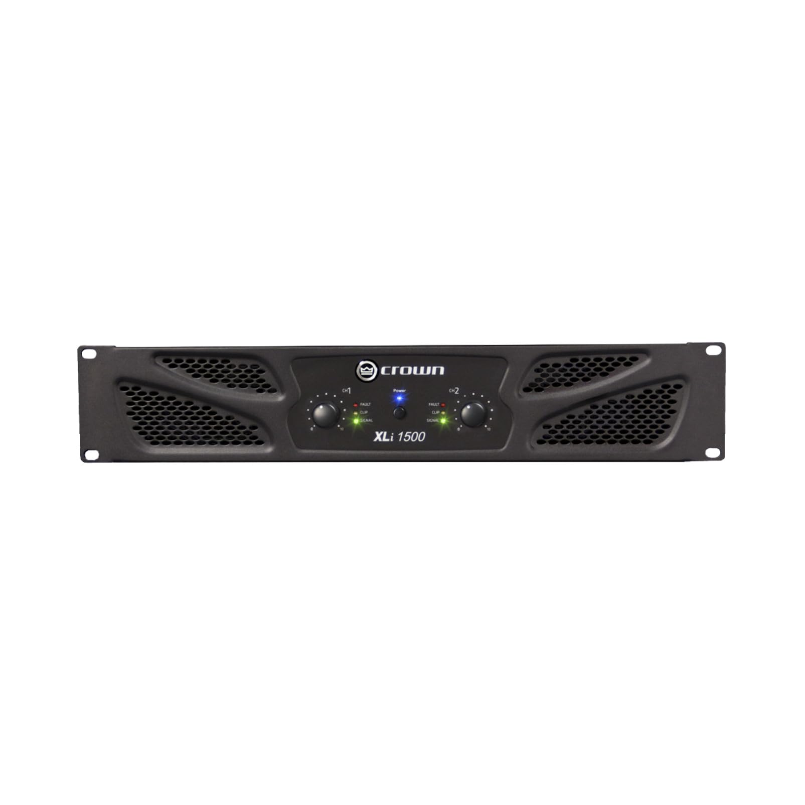 CROWN XLI1500 Professioneller Leistungsverstärker - Schwarz. Schwarzes, rechteckiges Rack-Gerät. Verstärkt Audiosignale für PA-Systeme und Beschallung.