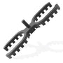 My Plast I Terrassen-Abstandhalter 4mm - offen geriffelt. Schwarzes, offen geriffeltes Element schafft 4mm Fugen zwischen Dielen.