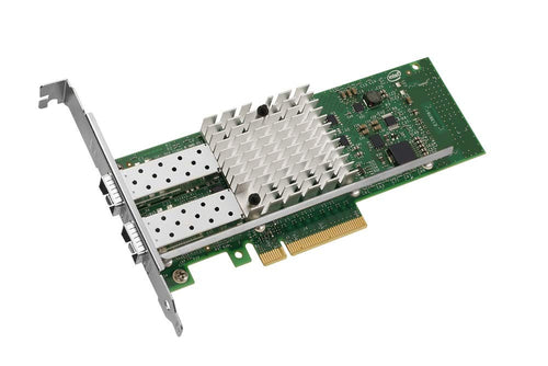 Intel E10G42BTDABLK 10 Gigabit Server Adapter PCIe: Dunkle, rechteckige PCIe-Karte mit zwei RJ45-Ports zur 10-Gigabit-Netzwerkanbindung von Servern.