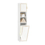 SoBuy BZR87-W Badezimmer Hochschrank mit Wäschesack Weiss. Hoher, weißer Badschrank zur Organisation und Sammlung von Wäsche.