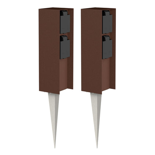 ledscom.de POMI Garten-Steckdosen-Säule, 2-fach, braun. Zum Anschließen von Geräten im Außenbereich.