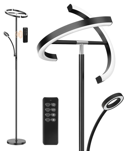 ANTENLICHT Stehlampe LED Dimmbar Schwarz - Deckenfluter Leselampe