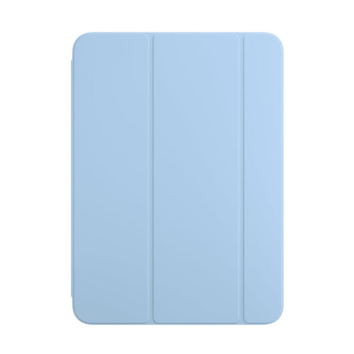Apple Smart Folio Schutzhülle für iPad (A16) – Himmel. Dünne, himmelblaue Hülle, schützt das iPad und dient als Standfuß.