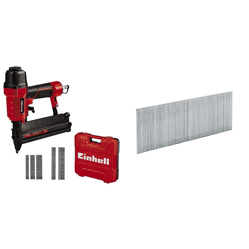 Einhell TC-PN 50 Druckluft-Tacker 2in1, rot-schwarzes Gehäuse, Pistolengriff. Zum Heften und Nageln von Stoff oder Holz.