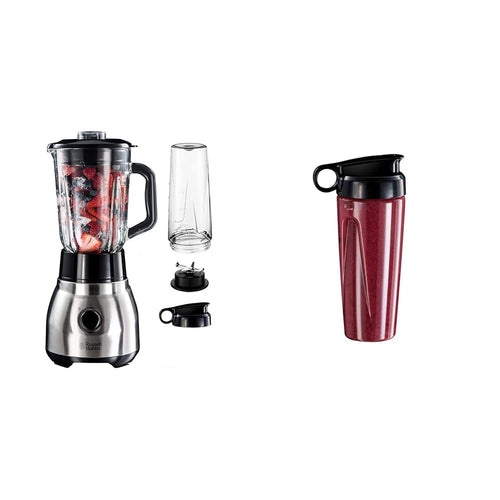 Russell Hobbs Standmixer 2-in-1 Set 23821-56 mit To-Go Flasche, silber-schwarz, mit Mixbehälter. Püriert Smoothies und Shakes.