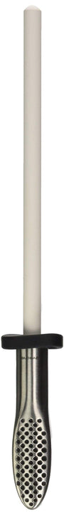 Global G-74 Keramischer Schleifstab | Wetzstahl 22 cm, weißer Keramikstab zum Abziehen und Schärfen von Messerklingen.