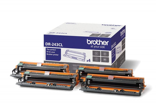 Brother DR243CL Trommel: Dunkelgraue zylindrische Einheit zum präzisen Tonertransfer in Brother Farblaserdruckern (z.B. DCPL3510CDW).