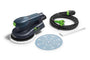 Festool ETS EC 150/5 EQ Exzenterschleifer. Grünes, kompaktes Gerät. Glättet Oberflächen mit 150mm Schleifteller und 5mm Hub.