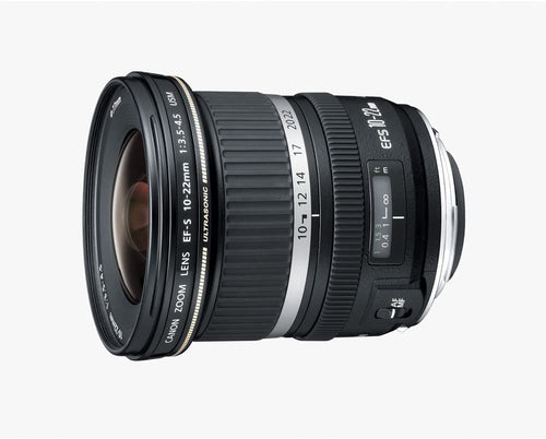 Canon EF-S 10-22mm F3.5-4.5 USM Objektiv 77mm Schwarz: Schwarzes 77mm Objektiv für Ultraweitwinkel-Fotografie von Landschaften und Architektur.