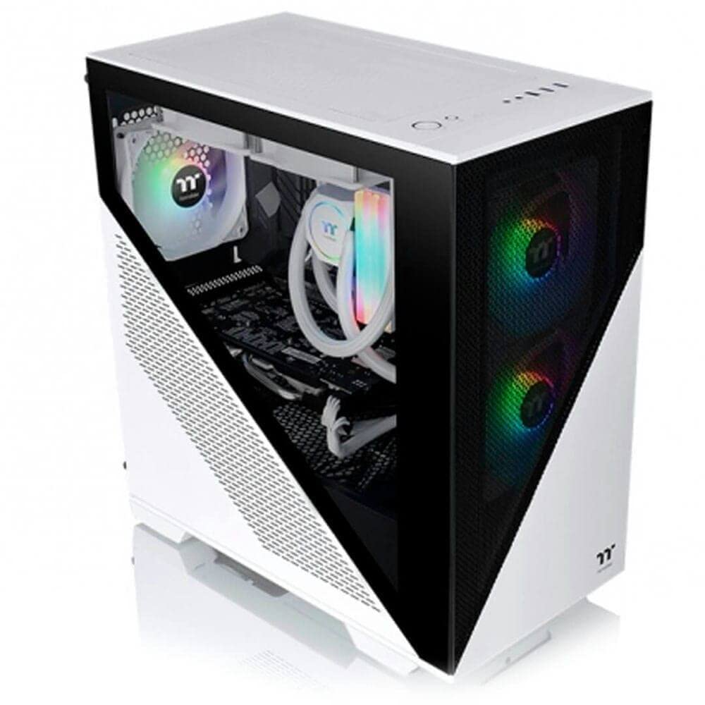 Thermaltake Divider 170 TG ARGB PC Gehäuse - Snow. Weißes Tower-Gehäuse mit TG-Seitenfenster und ARGB. Hält und schützt PC-Hardware.