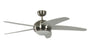 Pepeo Melton Deckenventilator 132cm Nickel/Weiss mit Licht. Metallischer Ventilator in Nickel/Weiss zur Luftzirkulation und Beleuchtung.