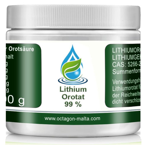 Lithium Orotat Pulver 100g – Monohydrat 99% Laborqualität: Weißes, kristallines Pulver zur gezielten Lithiumzufuhr.