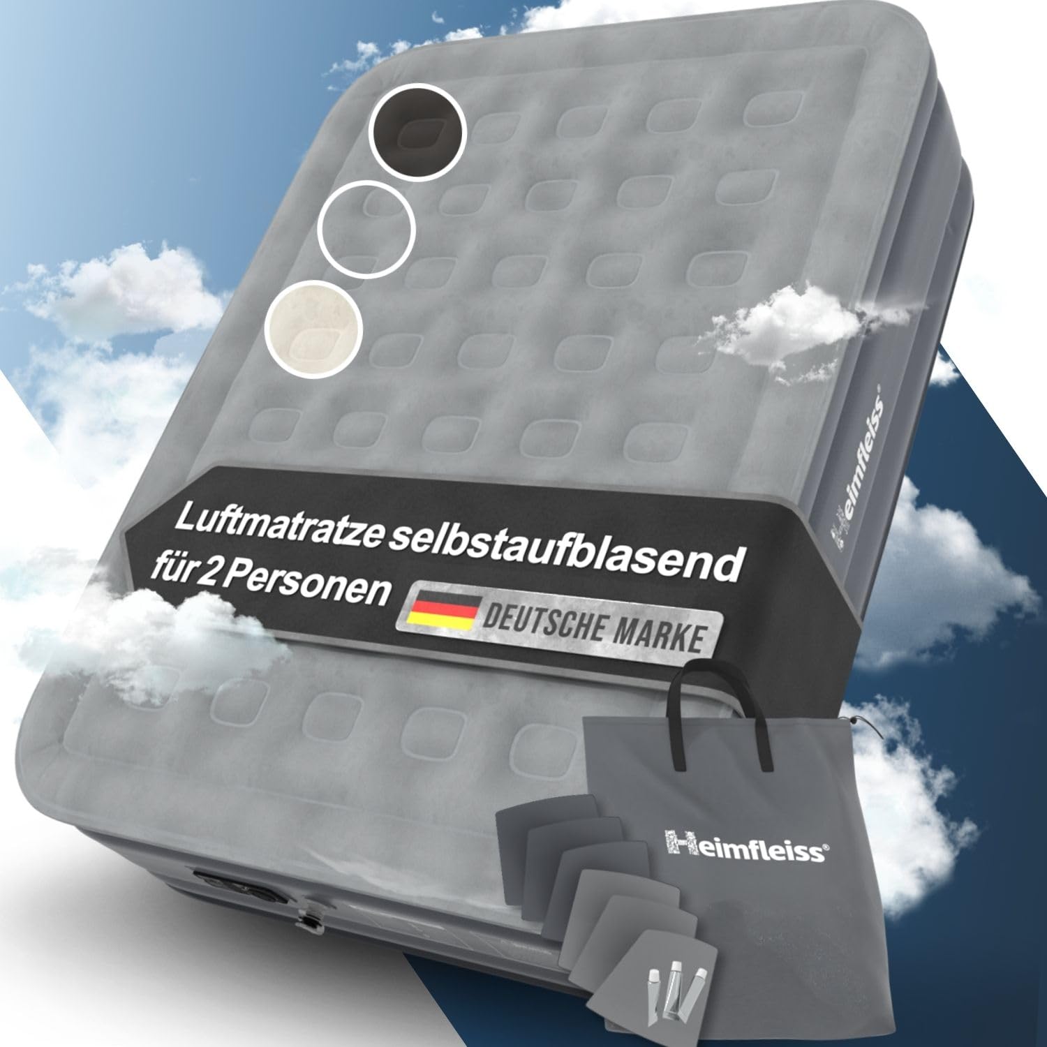 Heimfleiss Luftbett 150 x 200 cm mit Elektropumpe –