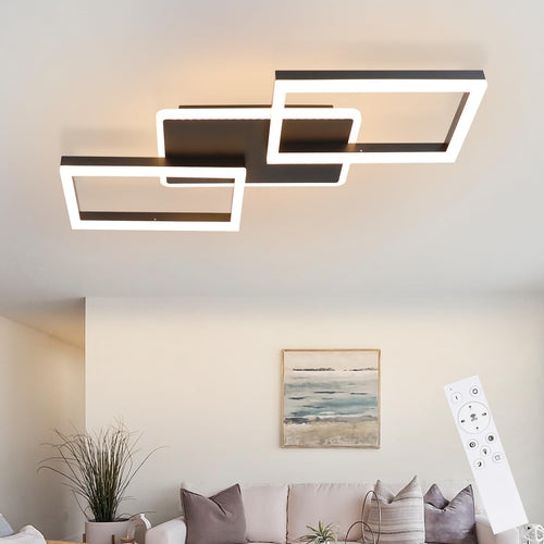 ZMH LED Deckenleuchte - 48W Dimmbar Schwarz mit Fernbedienung