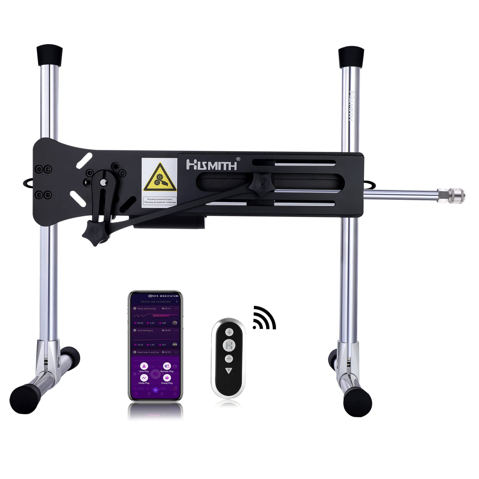 Hismith Fickmaschine Sexmaschine – Mit App-Fernsteuerung: Schwarze, motorisierte Basis mit Stößel. Für automatisiertes Stoßen.