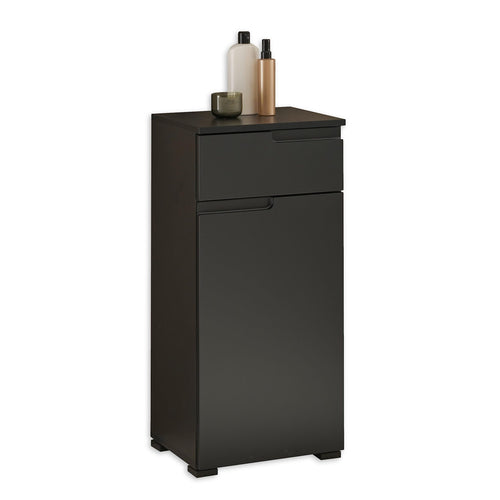 SPICE Badezimmer Kommode Badschrank Schwarz matt mit viel Stauraum. Bietet organisierte Ablageflächen für Badutensilien.
