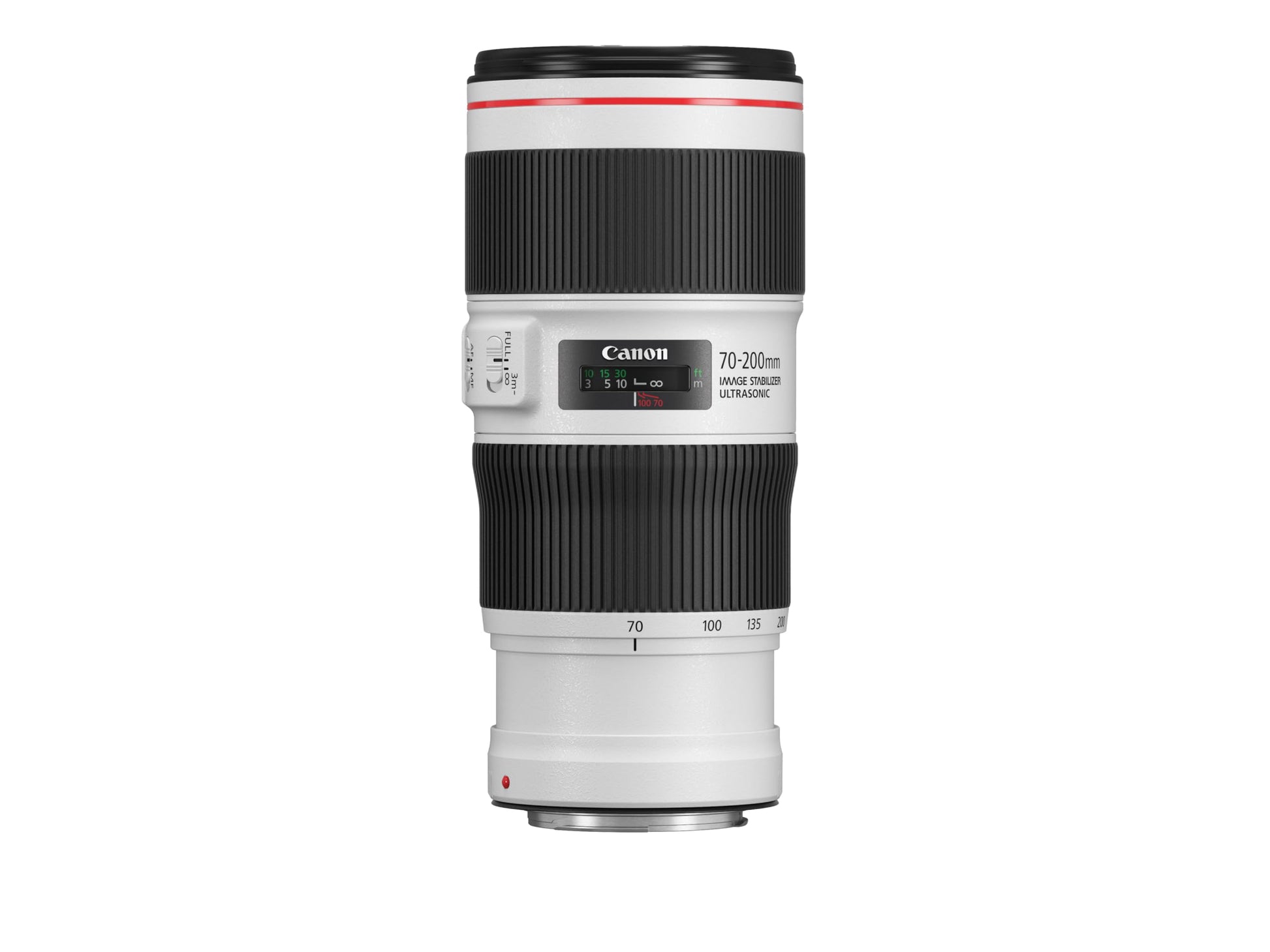 Canon EF 70-200mm F4L IS II USM Tele-Zoom Objektiv, weiß, zylindrisch. Ideal für Sport- und Naturfotografie.