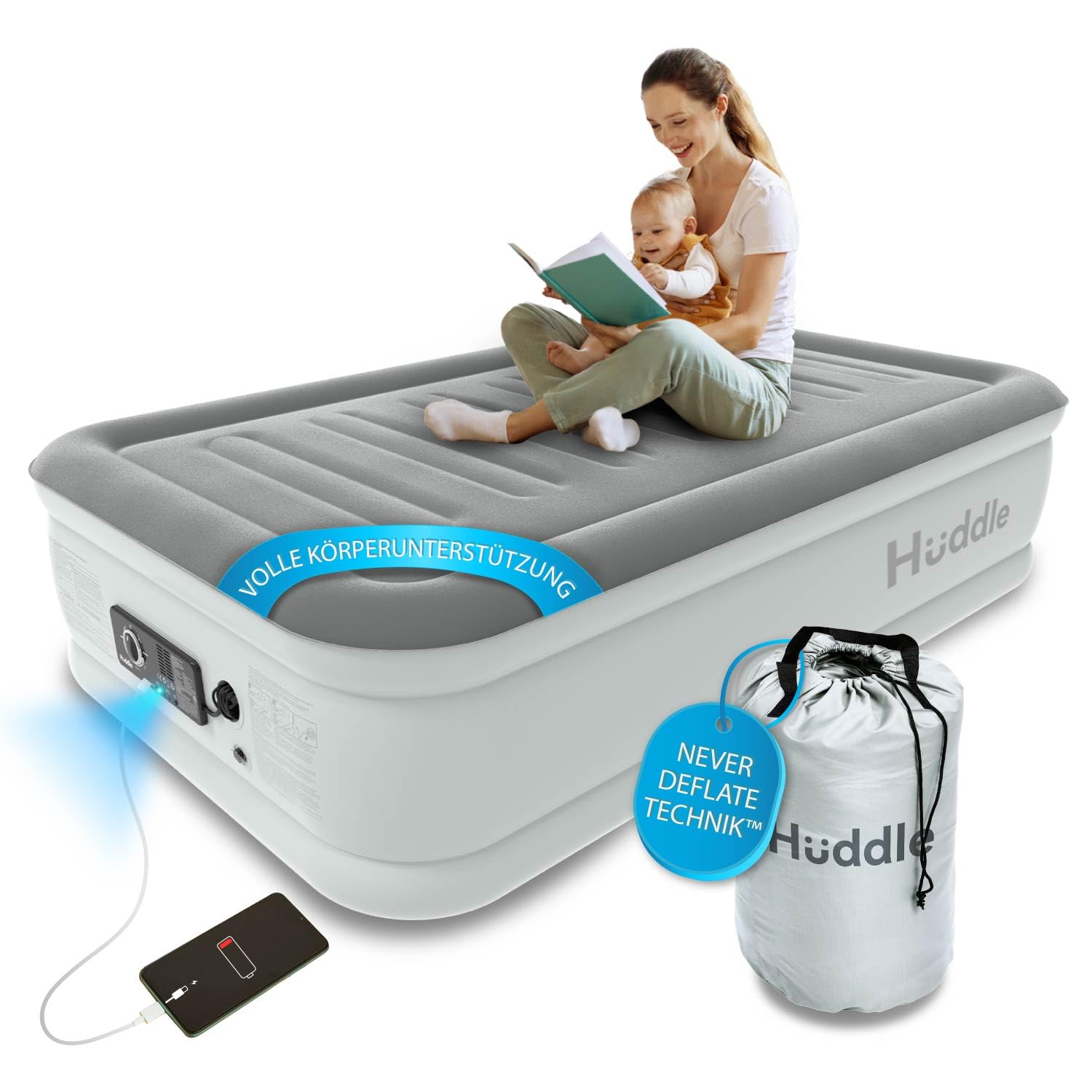 Huddle Single-Luftbett mit integrierter Pumpe –
